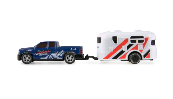 22680 RC PICKUP DIE CAST mit Wohnwagenanhänger 1:64 RTR blau